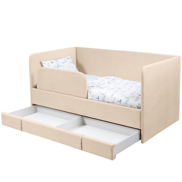 Кровать - диван «Клик Мебель. ЮНА», с выкатным ящиком, с бортиком, цвет бежевый