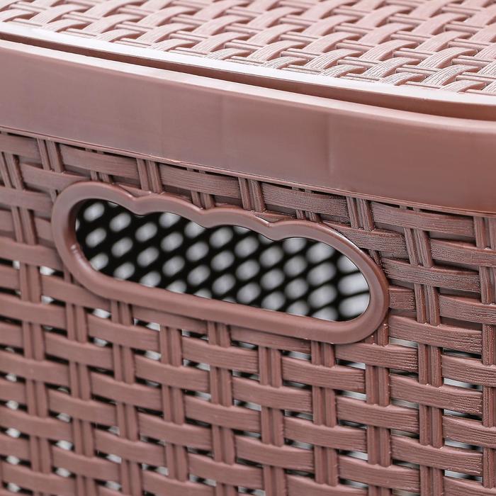 Корзина бельевая «Ротанг», 60 л, 34.6×44.5×56 см, с крышкой, коричневая