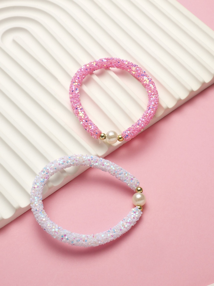 Браслет детский «Выбражулька. Пайетки», d=5 см, бело-розовый