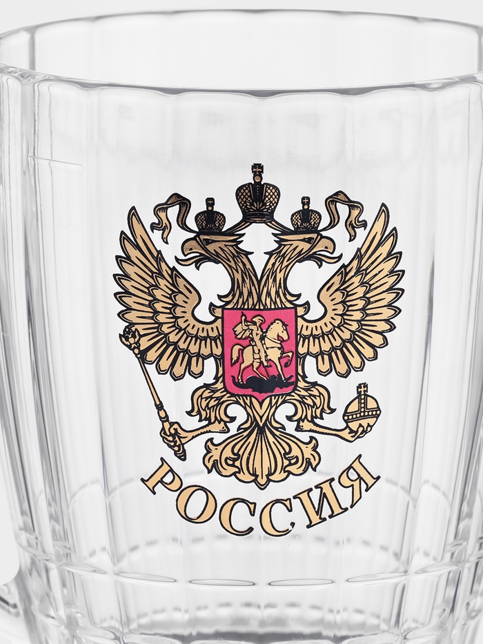 Пивная кружка «Герб России», 500 мл, стекло, прозрачная
