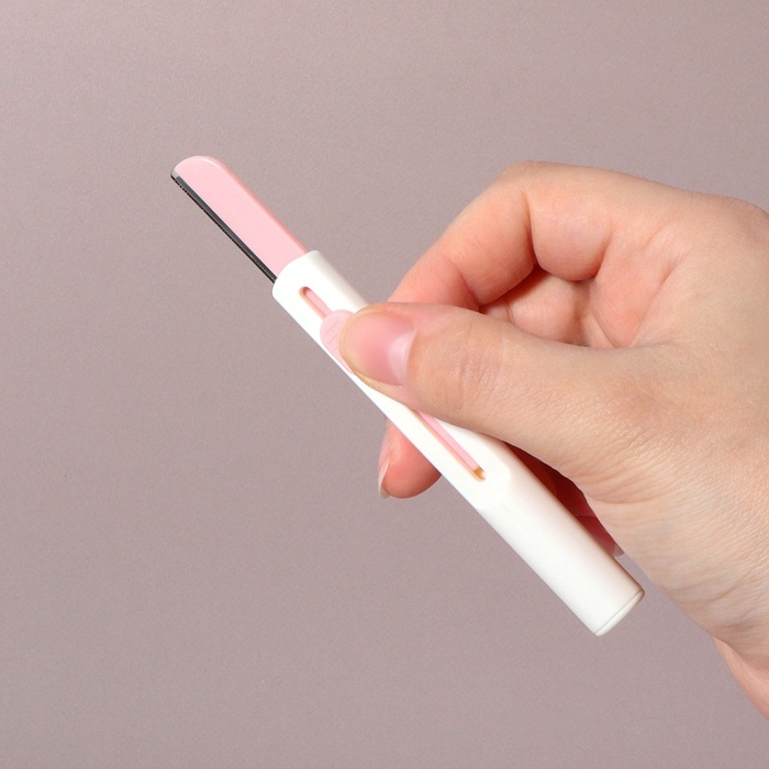 Бритва для коррекции бровей, с регулятором, белая, розовая