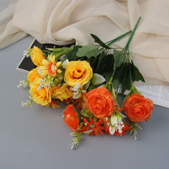 Букет искусственный «Эустома мариачи и ромашки», h=30 см, МИКС