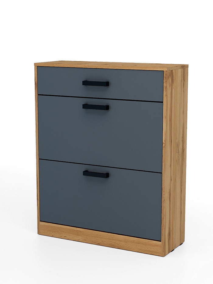 Обувница в прихожую «Клик Мебель», 1 ящик, 782×280×960 мм, цвет дуб вотан/тёмно - серый