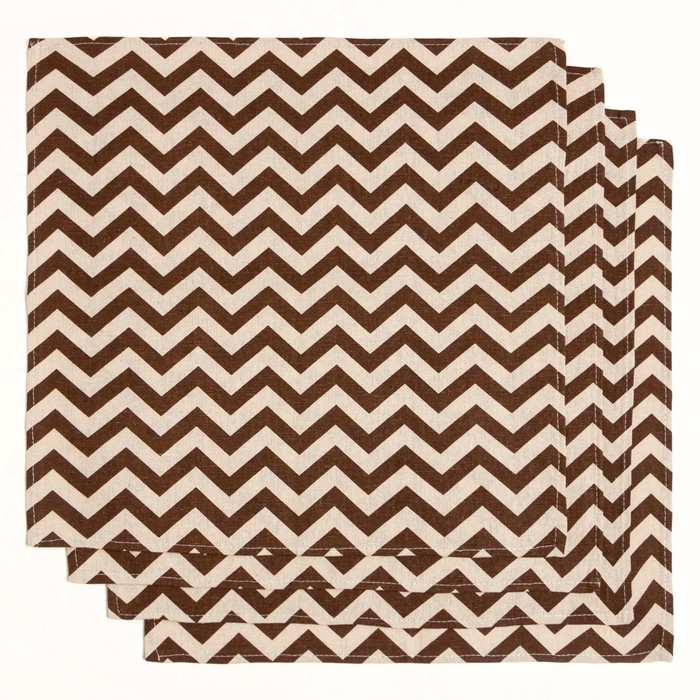 Набор кухонный «Доляна»: скатерть 145×200 см, салфетки 40×40 см-4 шт., рогожка 200 г/м², коричневый