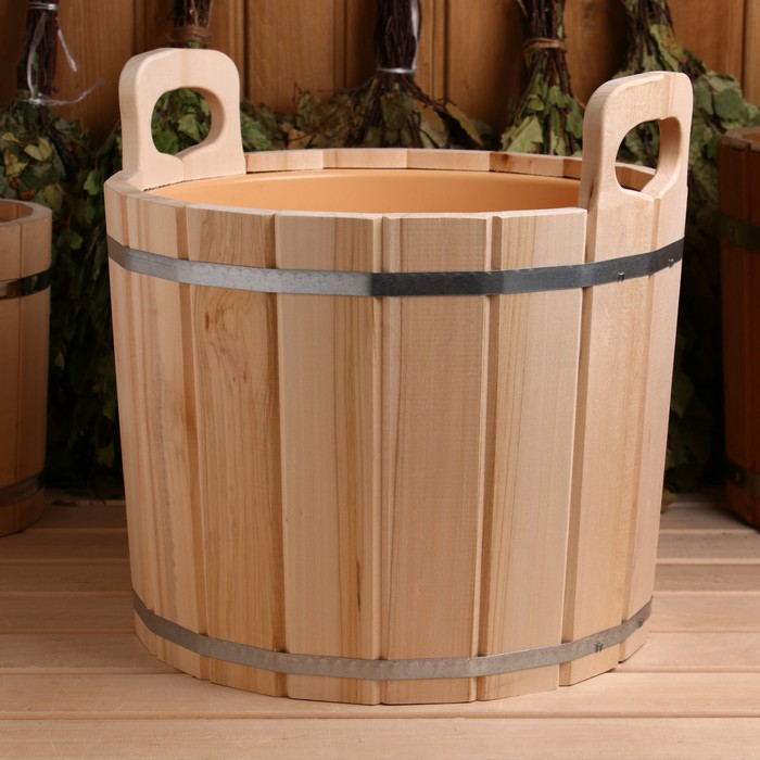 Запарник - ведро для бани и сауны, 20 л, липа, пластиковая вставка, «Добропаровъ»