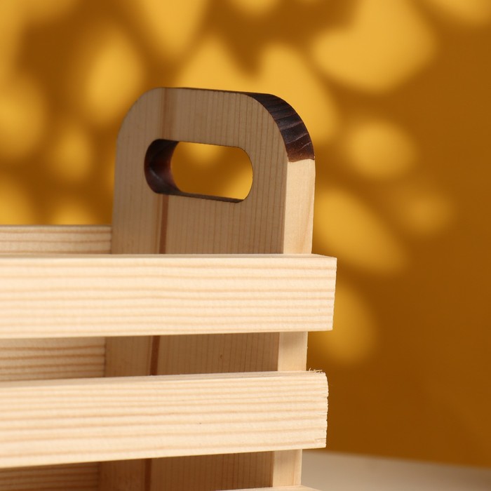 Кашпо для цветов, 24.5×10×13 см, деревянное, с ручками