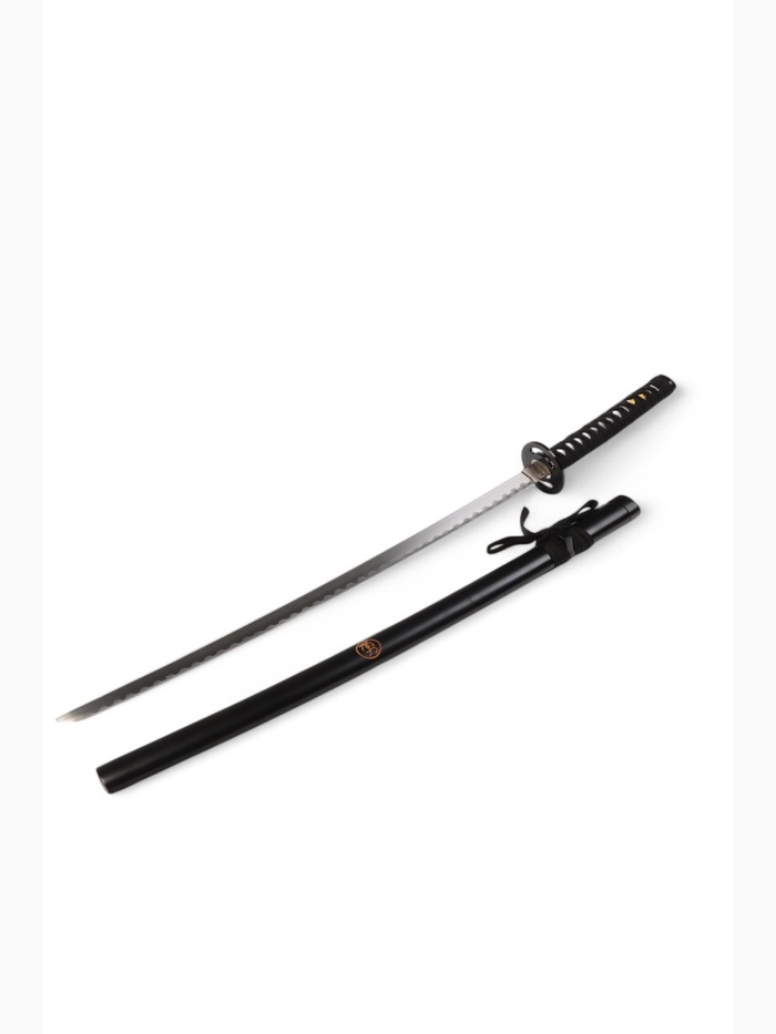 Макет оружия «Сувенирная катана на подставке», чёрные ножны с иероглифами, 104 см
