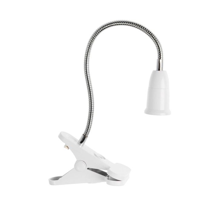 Патрон на гибкой ножке под лампу, E27, 30 см, с выключателем, 220 В, белый