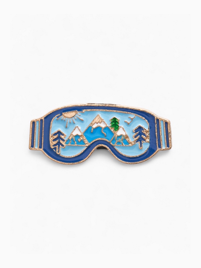 Значок «Очки сноубордиста» виды, цветной в золоте