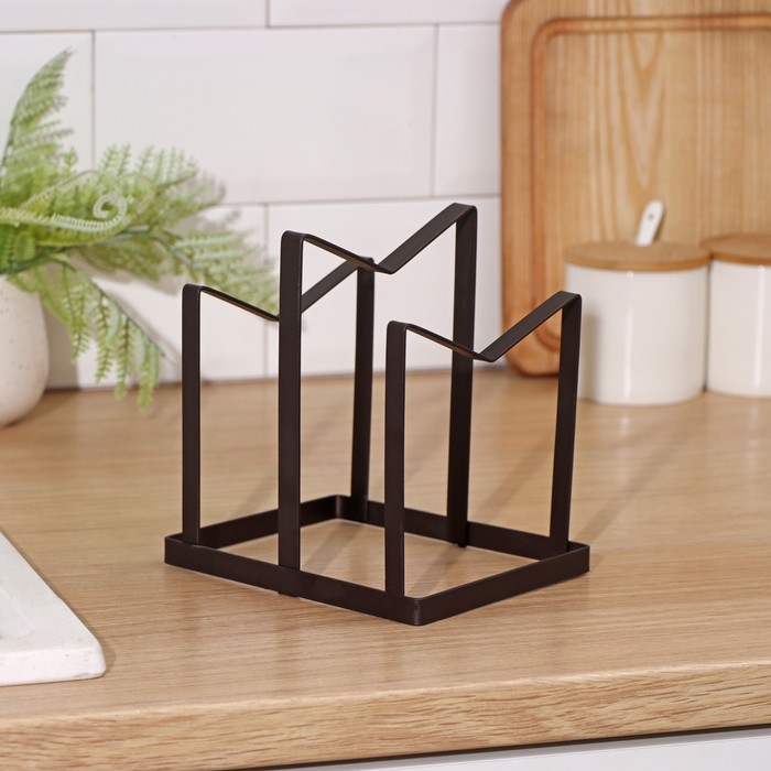 Держатель для крышек и разделочных досок Доляна, 12.5×16×15 см, коричневый