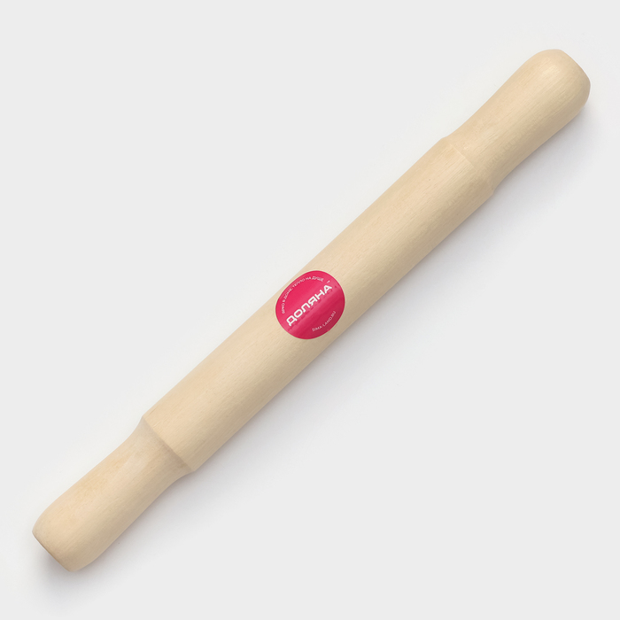 Скалка для теста с ручками Доляна, 36×4 см, рабочая часть 19.5 см, дерево бук