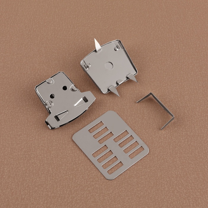 Застёжка для сумки, 3.5×3.8 см, цвет серебряный