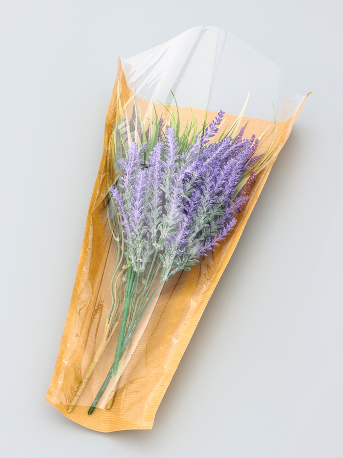 Конус для цветов, крафт с пленкой, 28×9×44 см, крафтовый