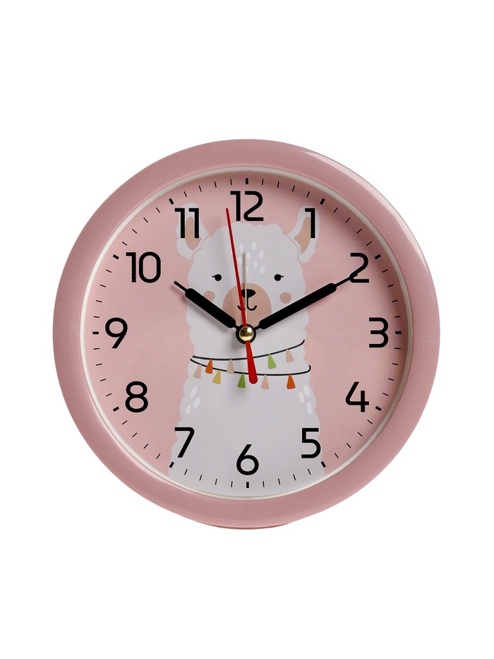 Будильник «Альпака», плавный ход, d=15 см, розовый