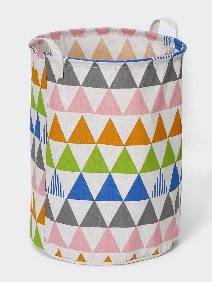 Корзина бельевая Доляна «Цветные треугольники», 35×35×45 см, текстиль