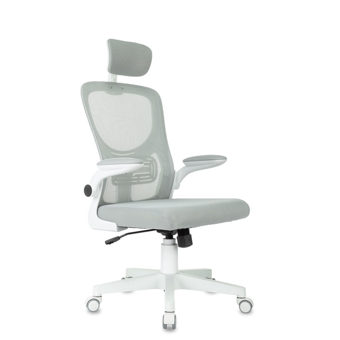 Кресло офисное «Бюрократ» MC-W101-H, с подголовником, сетка/ткань, цвет светло - серый/белый
