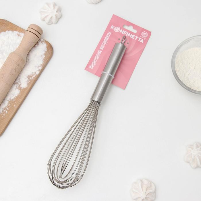 Венчик для взбивания с толстыми струнами KONFINETTA, струна 2 мм, 33 см, серебристый