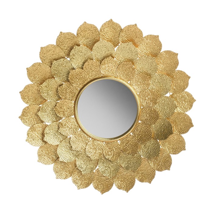 Декор настенный с зеркалом «Цветок. Сахара», панно металл под золото, 78.7×78.7×3.8 см