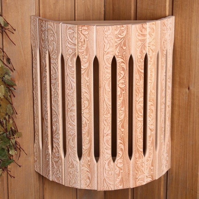 Абажур для бани и сауны «Русские узоры», липа, 31×27×11 см, настенный угловой, «Добропаровъ»