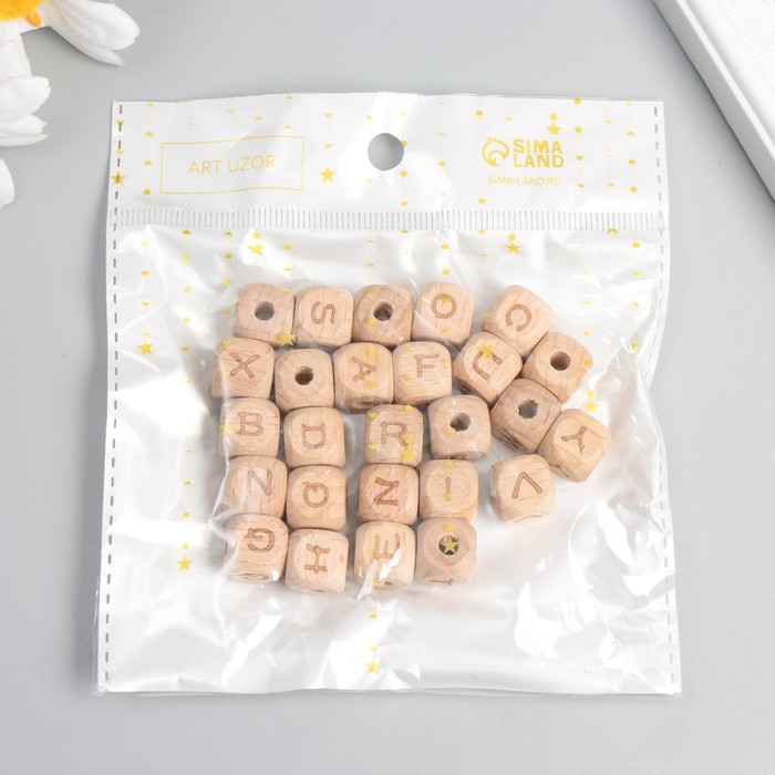 Бусина дерево для творчества «Кубики. Английский алфавит», 1.4 см