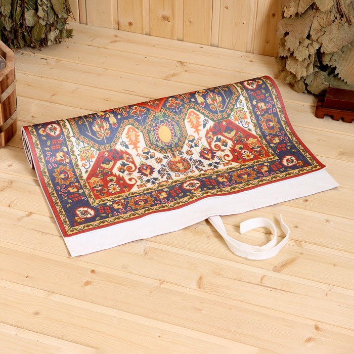 Коврик - лежак для бани и сауны с принтом «Ретро 2», 150×50 см, полиэфир