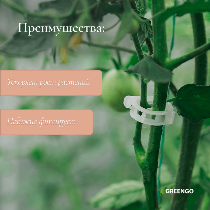 Клипса садовая, d=15 мм, набор 50 шт., Greengo