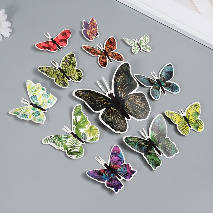 Набор магнитов на холодильник «Листья», 12 шт., картон, h=4-10 см