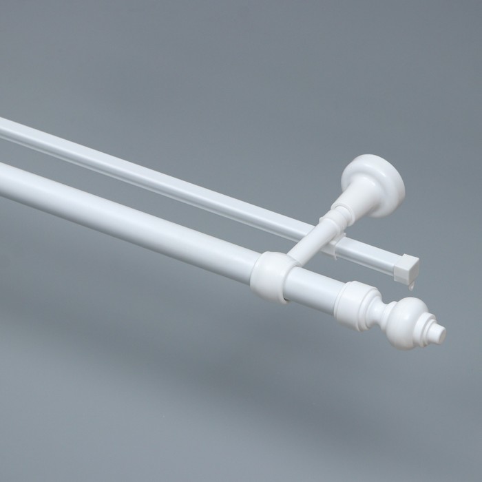 Карниз двухрядный, 140 см, d=28 мм, пластиковые крючки, белый