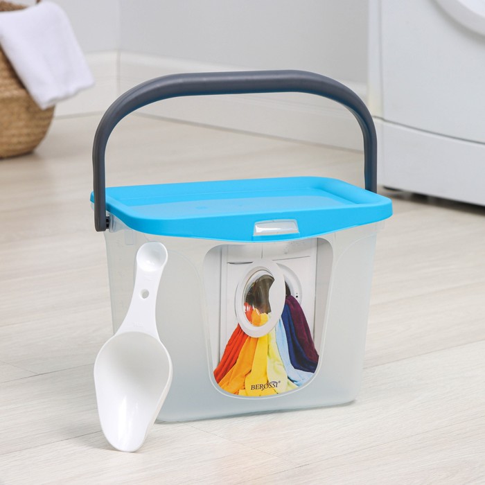 Контейнер для стирального порошка с ручкой, 6 л, голубая лагуна