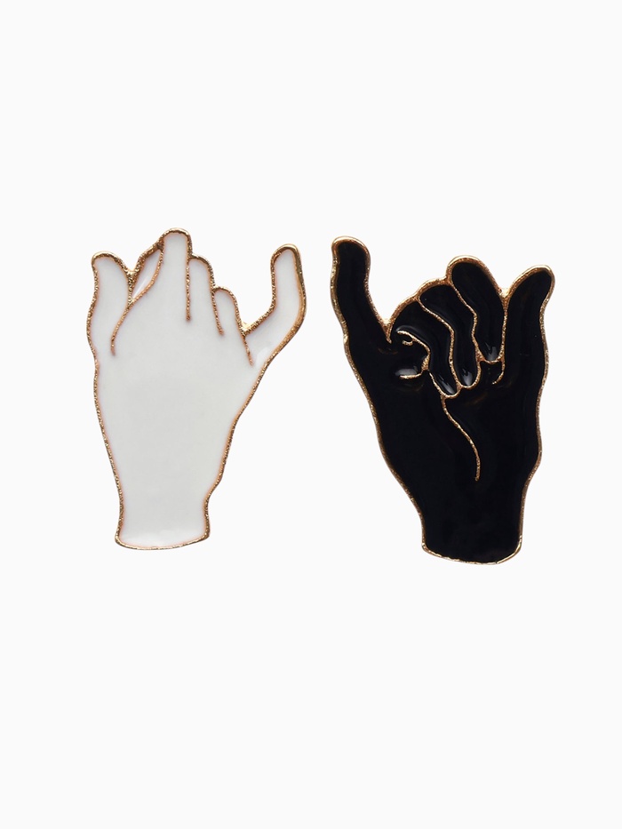 Значки-неразлучники «Лучшие друзья», 2 шт. чёрно-белые в золоте