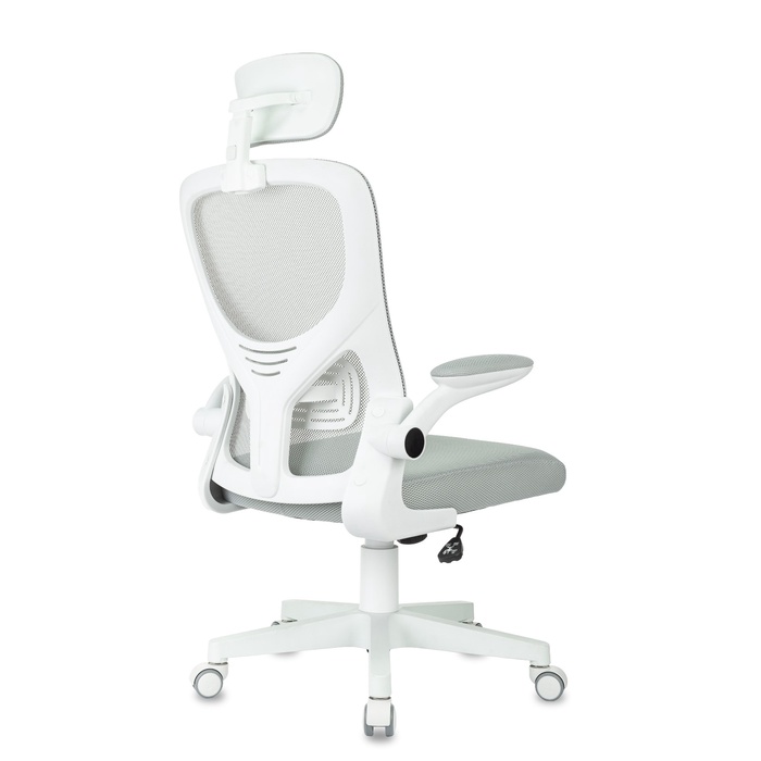 Кресло офисное «Бюрократ» MC-W101-H, с подголовником, сетка/ткань, цвет светло - серый/белый