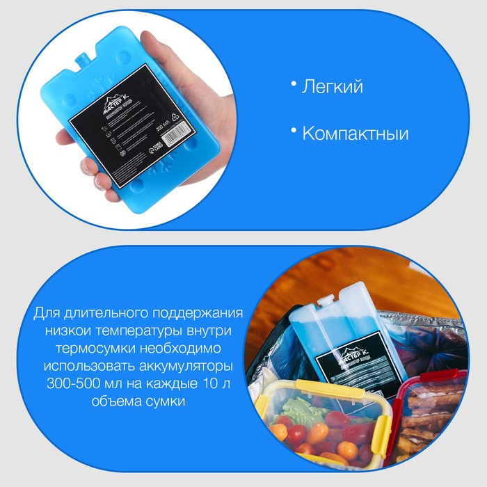 Аккумулятор холода гелевый «Мастер К» Снежинки, 200 мл, для термосумок, 16×11×1.5 см