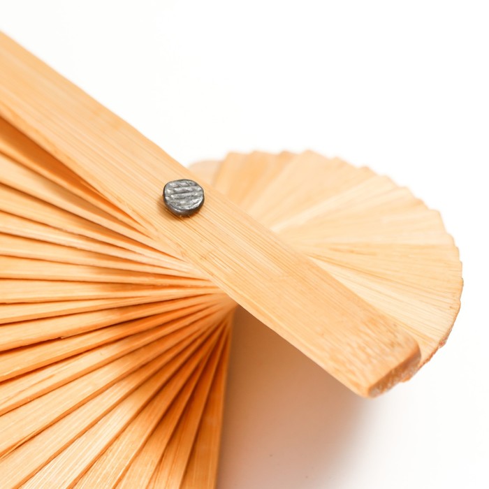 Веер большой складной «Сакура», настенный декор, жёлтый, бамбук, текстиль, h=50 см