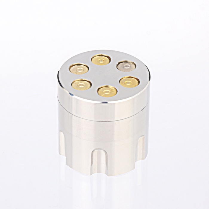 Гриндер для табака «Барабан для патронов», с ситом, 3×3 см, серебро