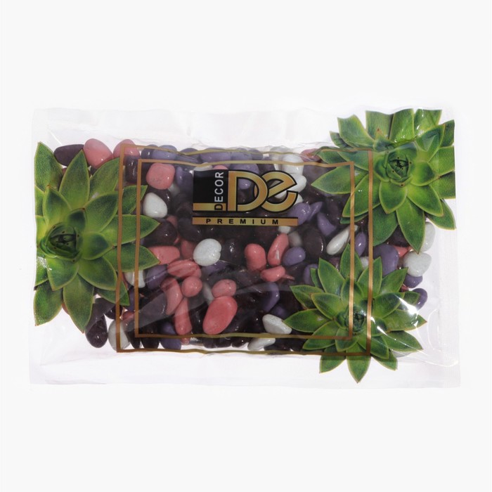 Галька для аквариума DECOR DE, фр. 5-10 мм, сиреневая/белая/розовая/фиолетовая, 350 г