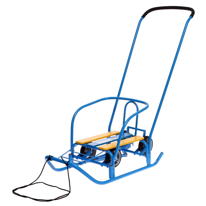 Санки детские с колёсами Nika Kids «Ветерок 7 универсал», с ручкой, голубые