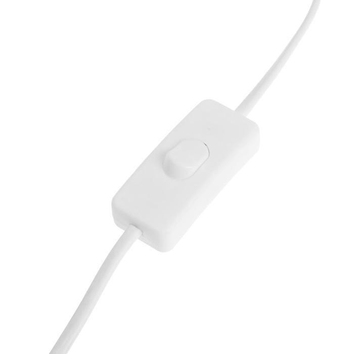 Патрон на гибкой ножке под лампу, E27, 40 см, с выключателем, 220 В, белый