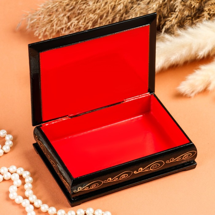 Шкатулка для украшений «Рябина на окне», 10×14 см, лаковая миниатюра