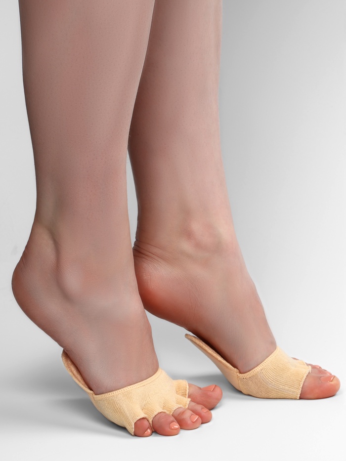 Полустельки с открытыми пальцами, 9.5 см, пара, бежевые