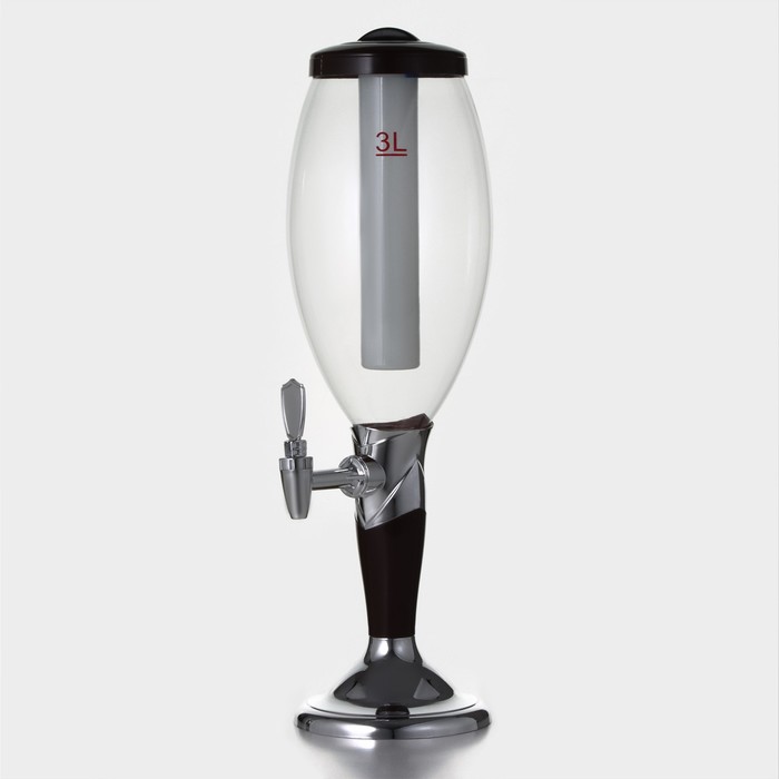 Башня пивная «Вавилон стиль», 3 л, колба для льда, подсветка, батарейки CR=2032, пластик, коричневая