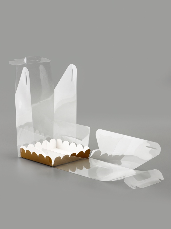 PVC Коробка для бенто - торта, прозрачная, 14×14×12 см