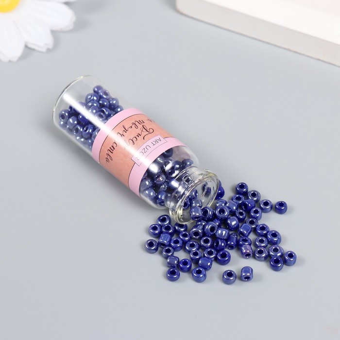 Бисер 6/0 в бутылочке «Тёмно-синий», 20 г, керамический блеск, 6×2×2 см