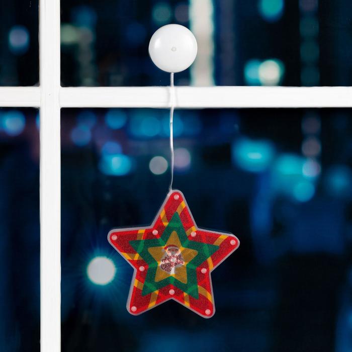 Светодиодная фигура на присоске «Звезда» 19×19 см, пластик, от батареек АААх3, свечение тёплое белое