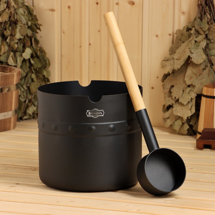 Набор для бани и сауны, 2 предмета: ведро, металл, 5 л, ковш, металл, «Добропаровъ»