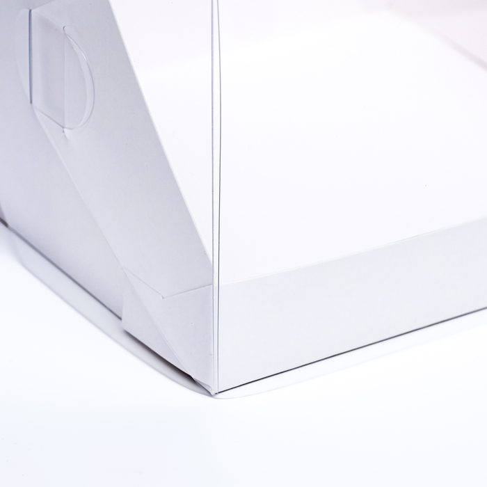 Кондитерская коробка с пластиковой крышкой, белая 20.5×20.5×14 см