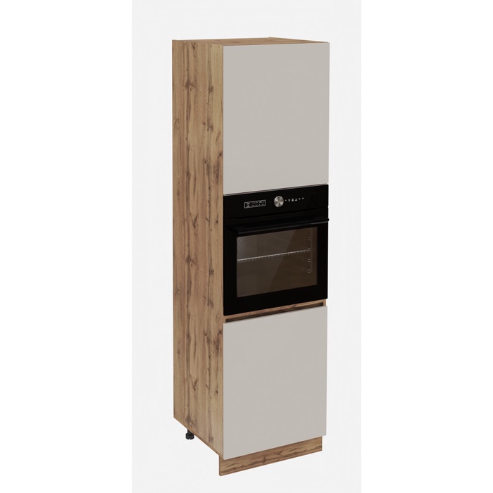 Шкаф пенал для кухни «Ника», 600×576×2132 мм, бежевый софт МДФ, дуб вотан