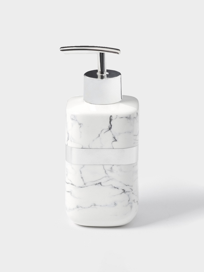 Аксессуары для ванной «Вестерос», 4 предмета, мыльница, дозатор для мыла 390 мл, 2 стакана, белые