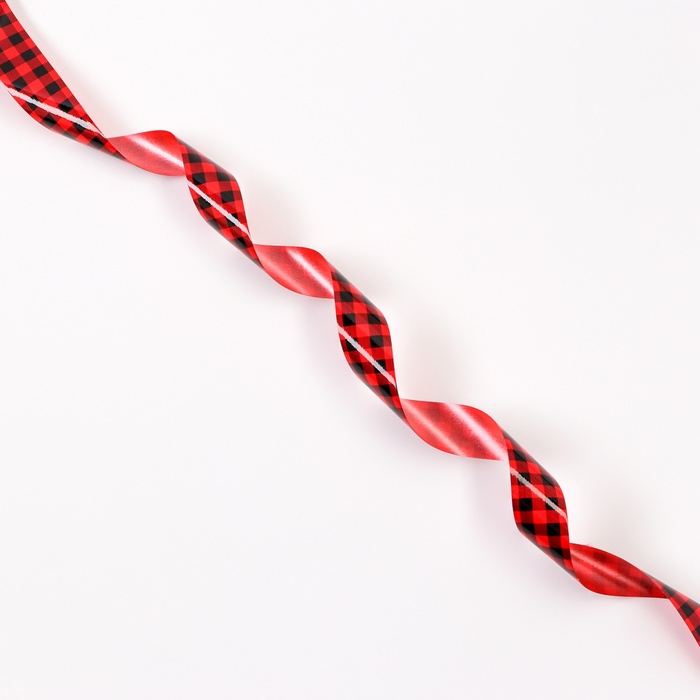 Лента для декора и подарков, «Клетка», красный, 2 см × 50 м