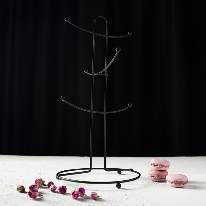 Держатель для кружек Доляна, на 6 предметов, 17×17×36 см, чёрный