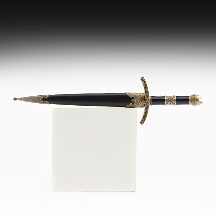 Макет оружия «Сувенирный кортик», рукоять чёрная со вставкой из бронзы, металл, пластик, 35 см